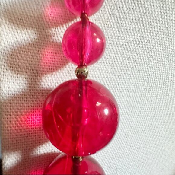 Kate Spade Ruby Red Lucite Necklace Beaded Bead Large Round Statement Maximalist - Picture 2 of 9